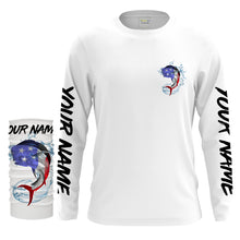 Load image into Gallery viewer, Mahi Mahi Fishing American Flag Custom Long sleeve performance Fishing Shirts, Patriotic Fishing apparel - IPHW1445