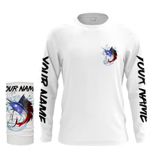 Load image into Gallery viewer, Sailfish American Flag Custom Long Sleeve Fishing Shirts, Patriotic Fishing apparel - IPHW1439