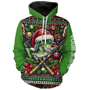 Christmas Bass Fishing Shirts, Largemouth Bass Full Printing Ugly Sweater Pattern Gifts IPHW5564