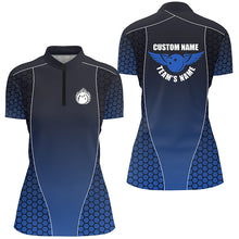 Load image into Gallery viewer, Custom Bowling Shirts With Names For Women, Flaming Bowling Ball Bowling Team Shirts | Blue IPHW4239