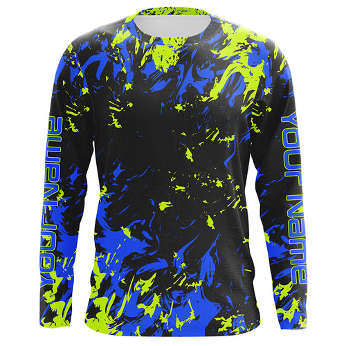 Black And Green Camo Custom Long Sleeve Performance Fishing Shirts Fishing Jerseys IPHW4616