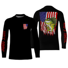 Load image into Gallery viewer, Angry Bass American flag Custom Fishing Shirts, Bass Fishing jerseys Patriotic Fishing gifts IPHW3591