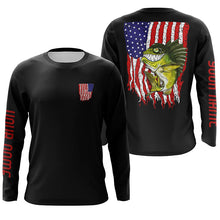 Load image into Gallery viewer, Angry Bass American flag Custom Fishing Shirts, Bass Fishing jerseys Patriotic Fishing gifts IPHW3591