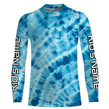 Load image into Gallery viewer, Personalized blue tie dye Long sleeve performance Fishing Shirts, Fishing gifts for Fisherman IPHW3581