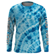 Load image into Gallery viewer, Personalized blue tie dye Long sleeve performance Fishing Shirts, Fishing gifts for Fisherman IPHW3581
