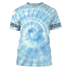 Load image into Gallery viewer, Custom blue spiral tie dye Long sleeve performance Fishing Shirts, Fishing gifts for Fisherman IPHW3584