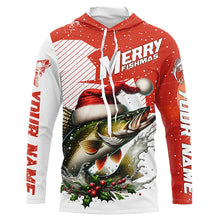 Load image into Gallery viewer, Merry Fishmas Custom Walleye Long Sleeve Christmas Fishing Shirts, Personalized Xmas Fishing Gifts IPHW5578