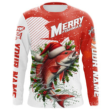 Load image into Gallery viewer, Merry Fishmas Custom Redfish Long Sleeve Christmas Fishing Shirts, Personalized Xmas Fishing Gifts IPHW5580