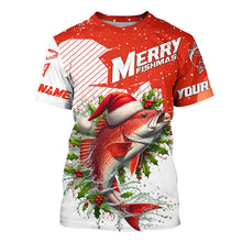 Load image into Gallery viewer, Merry Fishmas Custom Redfish Long Sleeve Christmas Fishing Shirts, Personalized Xmas Fishing Gifts IPHW5580