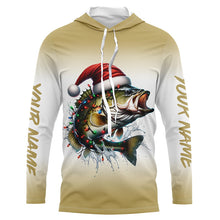 Load image into Gallery viewer, Christmas Lights String Bass Christmas Fishing Shirts With Customized Name, Xmas Fishing Gifts IPHW5584