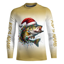 Load image into Gallery viewer, Christmas Lights String Bass Christmas Fishing Shirts With Customized Name, Xmas Fishing Gifts IPHW5584