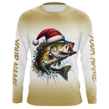 Load image into Gallery viewer, Christmas Lights String Bass Christmas Fishing Shirts With Customized Name, Xmas Fishing Gifts IPHW5584