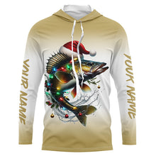 Load image into Gallery viewer, Christmas Lights String Walleye Christmas Fishing Shirts With Customized Name, Xmas Fishing Gifts IPHW5585