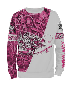 Crappie Fishing Pink Tattoo Custome Name 3D All Over Printed Shirts Personalized Fishing gift For Adult And Kid NQS347