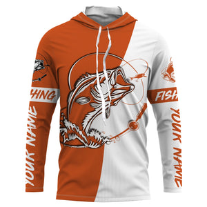 Personalized Bass Long sleeve Fishing Shirts, Bass Fall season Fishing Shirts | orange IPHW3604