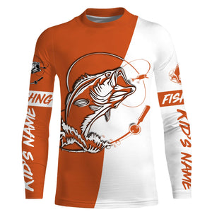 Personalized Bass Long sleeve Fishing Shirts, Bass Fall season Fishing Shirts | orange IPHW3604