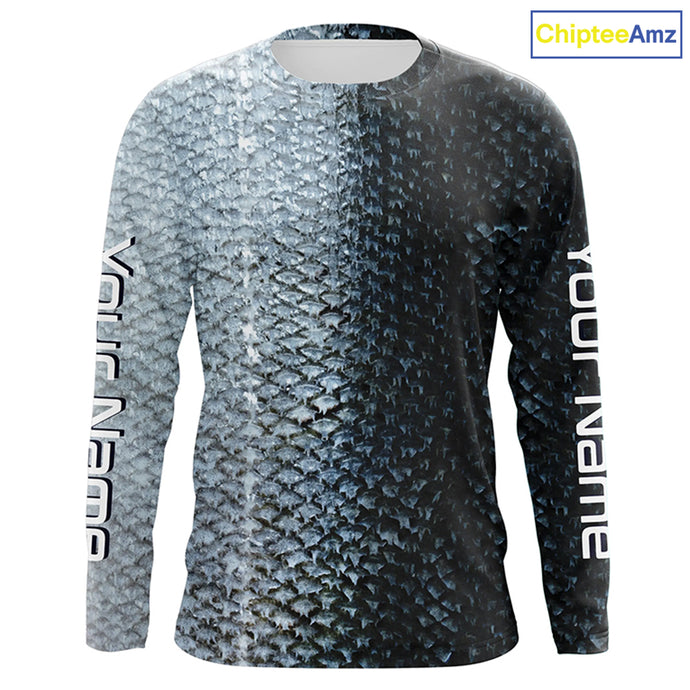 Chinook King Salmon Fishing Scales Custom Long Sleeve Fishing Shirts, Salmon Fishing Jerseys IPHW3986