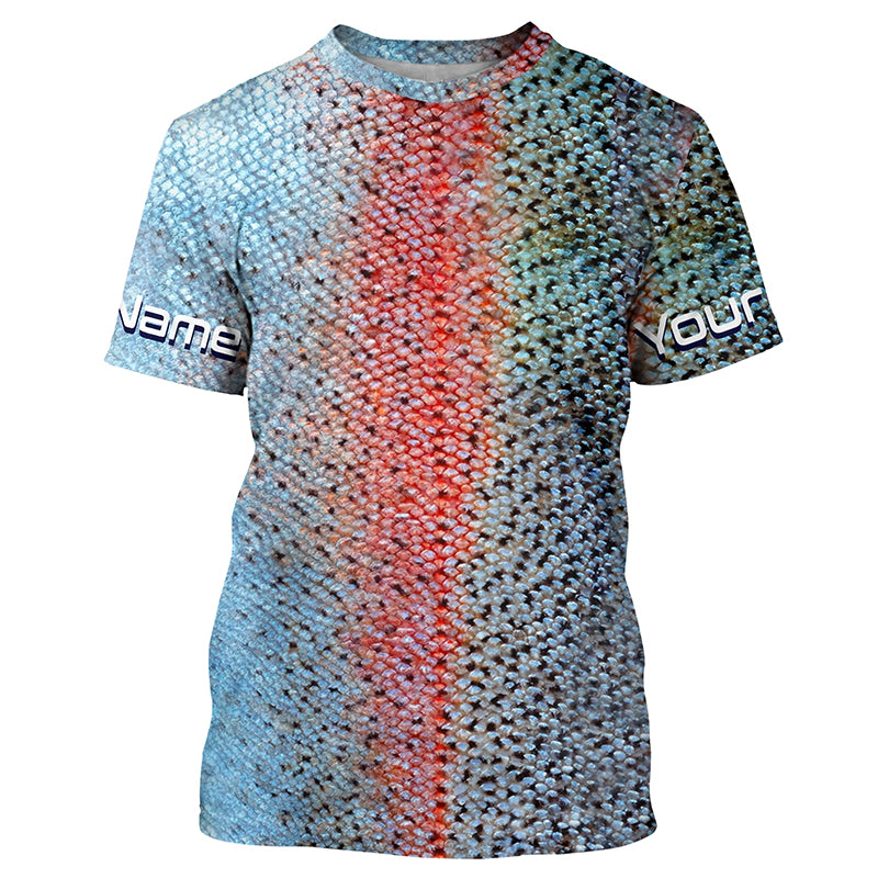 Rainbow Trout Fly Fishing Scales Custom Long Sleeve Fishing Shirts, Trout Fishing Jerseys IPHW3987