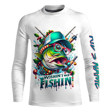 Load image into Gallery viewer, Wishin&#39; I Was Fishin&#39; Custom Funny Bass Christmas Fishing Shirts Bass Christmas Fishing Gifts IPHW5586