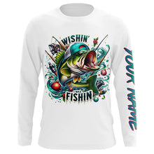 Load image into Gallery viewer, Wishin&#39; I Was Fishin&#39; Custom Funny Bass Christmas Fishing Shirts Bass Christmas Fishing Gifts IPHW5587