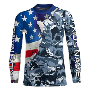 Custom American Flag Camo Uv Protection Long Sleeve Shirts, Patriotic Performance Fishing Shirts IPHW6102