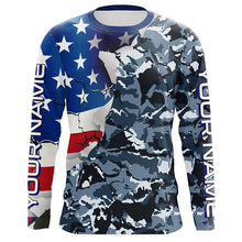 Load image into Gallery viewer, Custom American Flag Camo Uv Protection Long Sleeve Shirts, Patriotic Performance Fishing Shirts IPHW6102