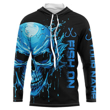 Load image into Gallery viewer, Fish On Fish Hook Custom Skull Long Sleeve Fishing Shirts,  Skull Performance Fishing Jerseys IPHW5136