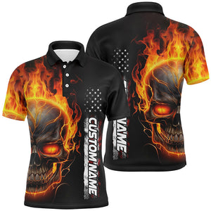 Flame Skull Custom Bowling Polo Shirts For Men And Women,  American Bowling Team Jerseys IPHW5275