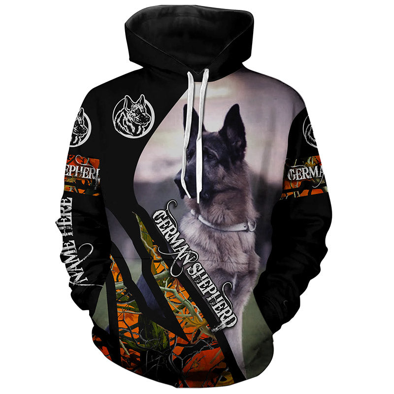 German Shepherd Hunting dog orange camo Customize 3D All over print shirts - various styles to choose all over  T shirt, Long sleeve, Sweatshirt, Tank Top, Zip up, Hoodie - IPH2148