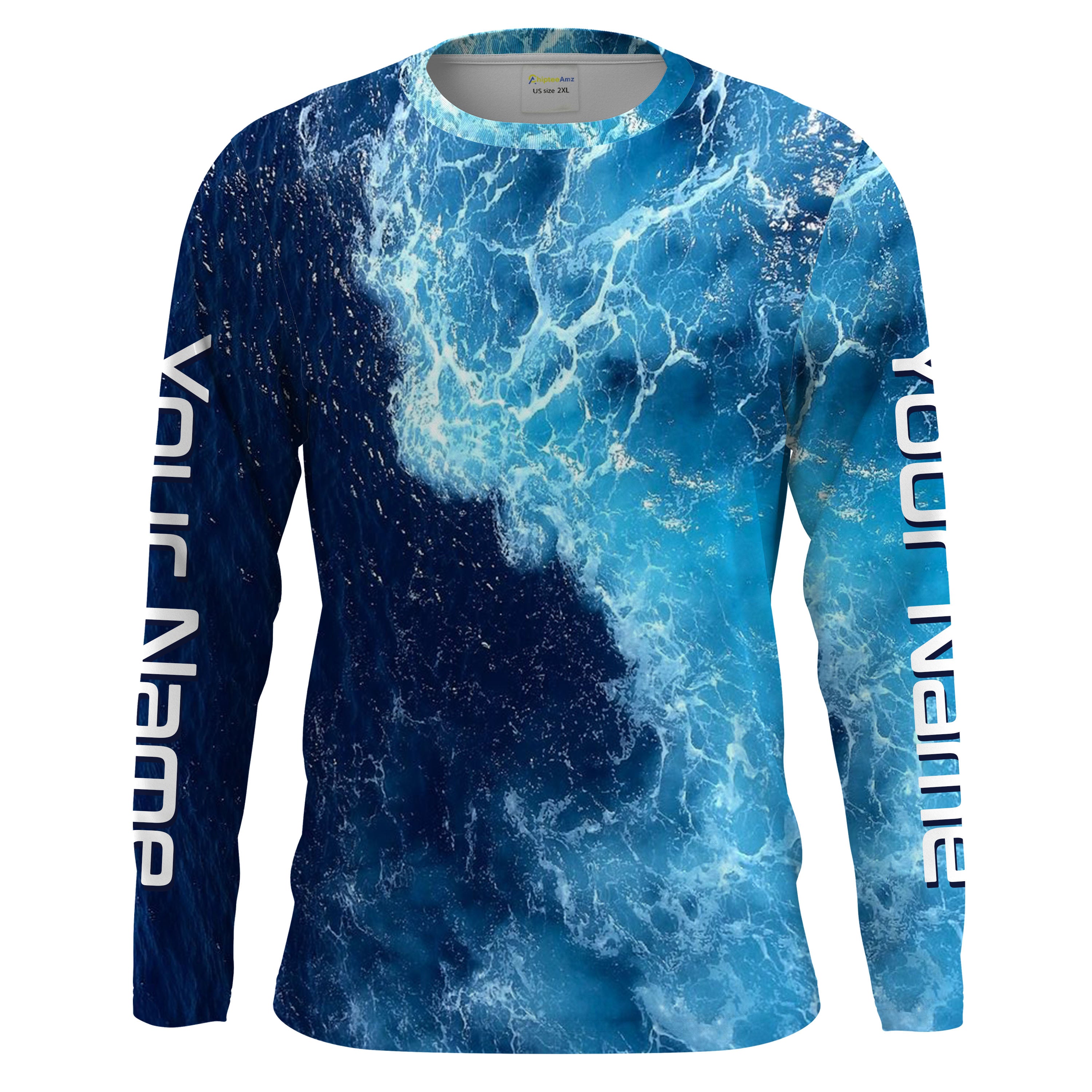 Blue Sublimated Custom Cool Fishing Shirts 1/4 Zip | YoungSpeeds Crew Neck
