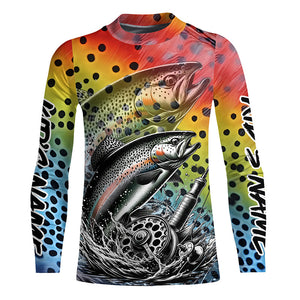 Rainbow Trout Fly Fishing Custom Long Sleeve Tournament Fishing Shirts, Trout Fishing Jerseys IPHW5592