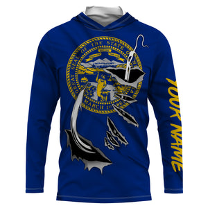Nebraska Flag 3D Fish Hook UV Protection Custom Long Sleeve performance Fishing Shirts IPHW496