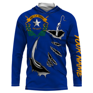Nevada Flag 3D Fish Hook UV Protection Custom Long Sleeve performance Fishing Shirts IPHW497