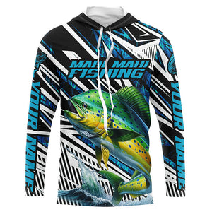 Custom Mahi Mahi Long Sleeve Tournament Fishing Shirts, Mahimahi Fishing Jerseys | Blue Camo IPHW6122