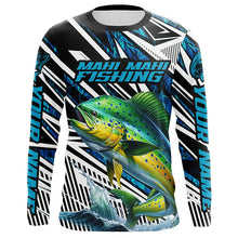 Load image into Gallery viewer, Custom Mahi Mahi Long Sleeve Tournament Fishing Shirts, Mahimahi Fishing Jerseys | Blue Camo IPHW6122