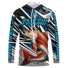 Load image into Gallery viewer, Custom Redfish Puppy Drum Long Sleeve Tournament Fishing Shirts, Redfish Fishing Jerseys | Blue Camo IPHW6123