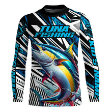 Load image into Gallery viewer, Custom Yellowfin Tuna Long Sleeve Tournament Fishing Shirts, Tuna Fishing Jerseys | Blue Camo IPHW6125
