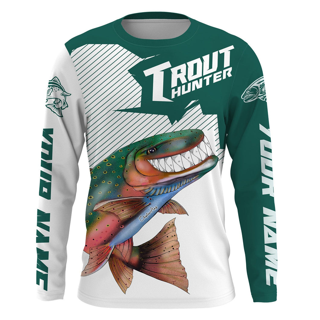Angry Rainbow Trout Custom Long sleeve performance Fishing Shirts, Trout hunter Fishing jerseys IPHW3329