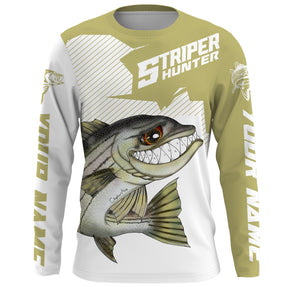 Angry Striped Bass Custom Long sleeve performance Fishing Shirts, Striper hunter Fishing jerseys IPHW3330