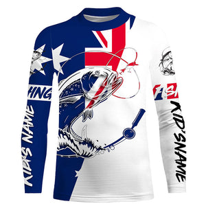 Giant Trevally Australia flag Custom Long sleeve performance Fishing Shirts, AU Tuna Fishing jerseys IPHW3609