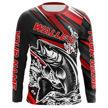 Load image into Gallery viewer, Personalized Walleye Fishing Jerseys, Walleye Fishing Long Sleeve Tournament Fishing Shirts | Red IPHW5597