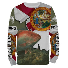 Load image into Gallery viewer, Red Snapper Fishing 3D Florida Flag Patriot Custom name All over print shirts - personalized fishing gifts - IPH1541