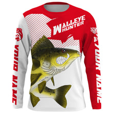 Load image into Gallery viewer, Angry Walleye Custom Long sleeve performance Fishing Shirts, Walleye hunter Fishing jerseys | red IPHW3360