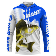 Load image into Gallery viewer, Angry Walleye Custom Long sleeve performance Fishing Shirts, Walleye hunter Fishing jerseys | blue IPHW3361