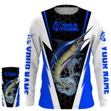 Load image into Gallery viewer, Personalized Marlin Fishing jerseys, Marlin Fishing Long Sleeve Fishing tournament shirts | blue - IPHW2380
