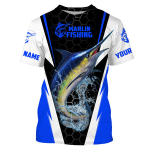 Personalized Marlin Fishing jerseys, Marlin Fishing Long Sleeve Fishing tournament shirts | blue - IPHW2380