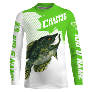 Angry Crappie Custom Long sleeve performance Fishing Shirts, Crappie hunter Fishing jerseys | green IPHW3381