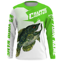 Load image into Gallery viewer, Angry Crappie Custom Long sleeve performance Fishing Shirts, Crappie hunter Fishing jerseys | green IPHW3381