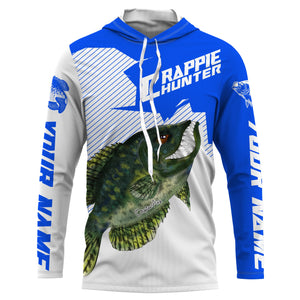 Angry Crappie Custom Long sleeve performance Fishing Shirts, Crappie hunter Fishing jerseys | blue IPHW3382
