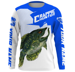 Angry Crappie Custom Long sleeve performance Fishing Shirts, Crappie hunter Fishing jerseys | blue IPHW3382